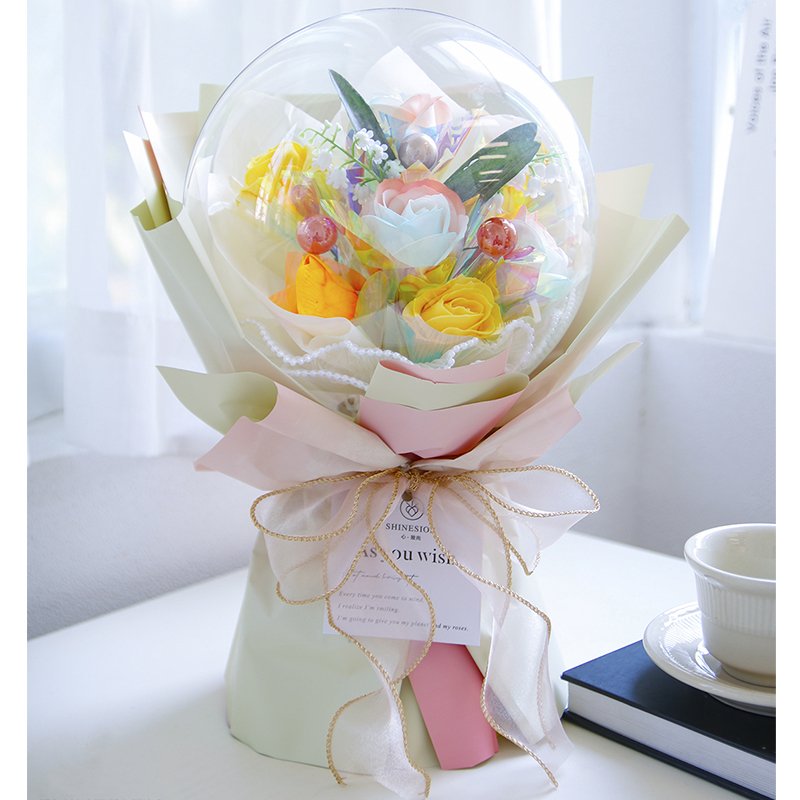 Transparent Acrylic Bobo Ball Flower Buquet Home Decoration Items