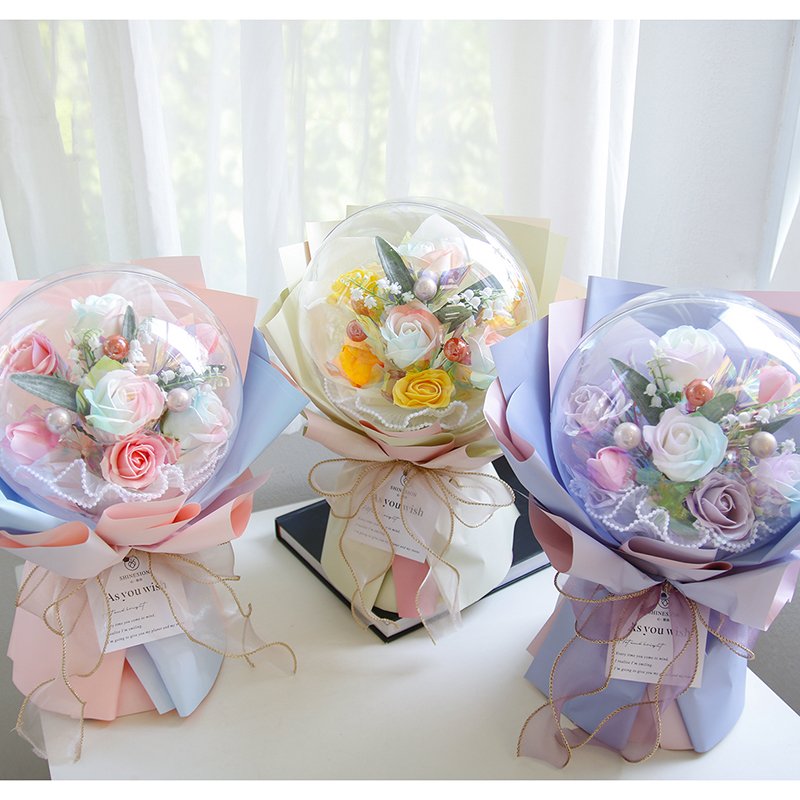 Transparent Acrylic Bobo Ball Flower Buquet Home Decoration Items