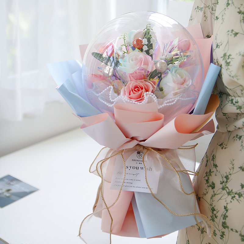 Transparent Acrylic Bobo Ball Flower Buquet Home Decoration Items