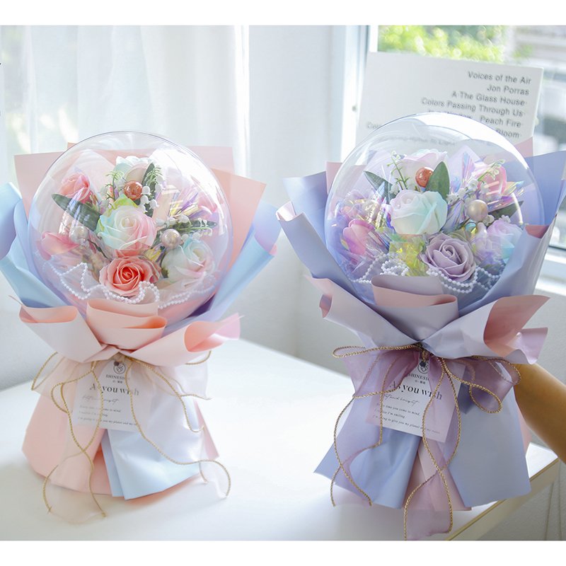 Transparent Acrylic Bobo Ball Flower Buquet Home Decoration Items
