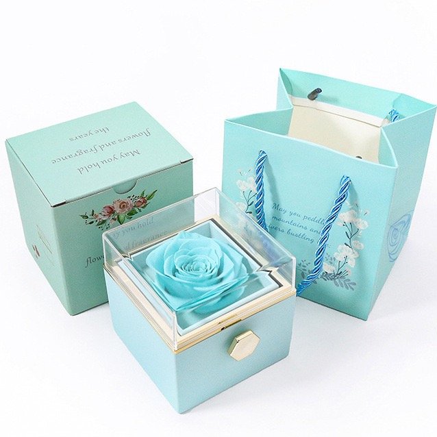 wholesale Preserved flower preserved rose exquisite eternal flower in acrylic jewelry box for valentine's gift