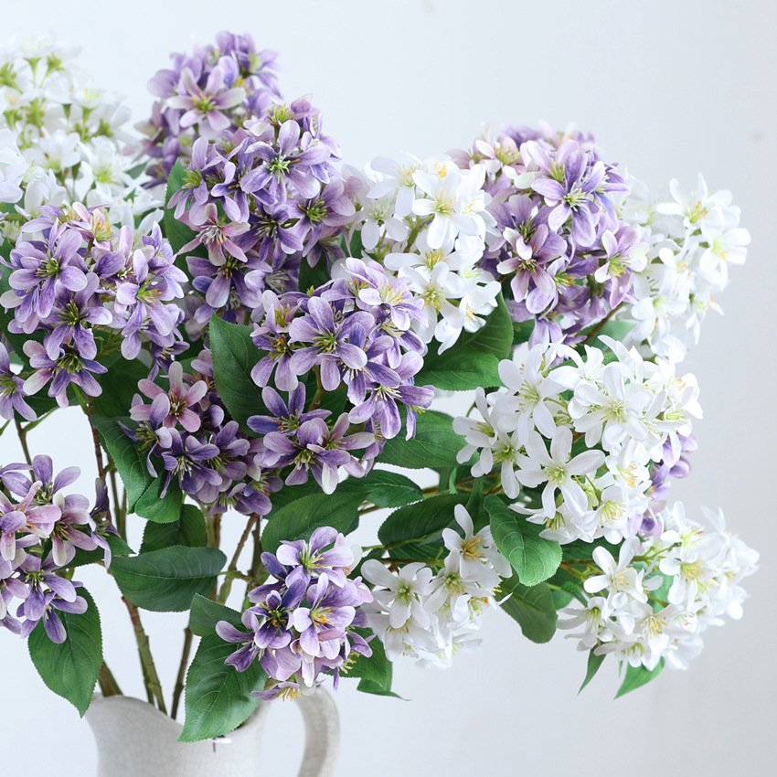 O-X830 Wholesale Artificial Gardenia Purple Wild flower 2 Forks Realistic Large Silk Hydrangea for Home Wedding Decorations
