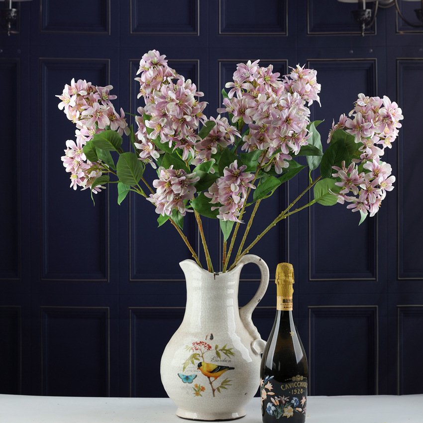 O-X830 Wholesale Artificial Gardenia Purple Wild flower 2 Forks Realistic Large Silk Hydrangea for Home Wedding Decorations