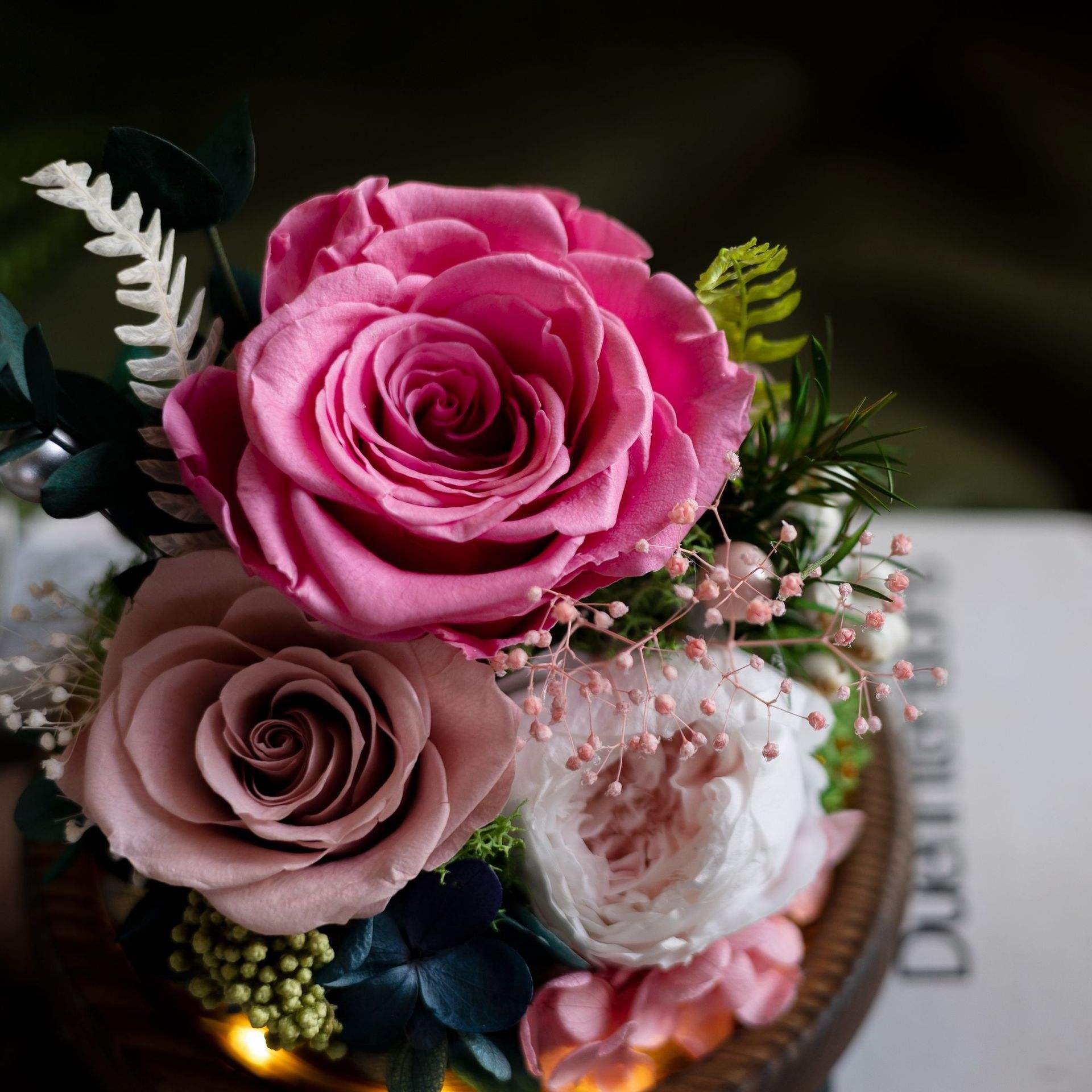2024 Mother's Day Gift Real Preserved Flower Eternal Carnation Flower in Glass Dome Gifts for Mom Women