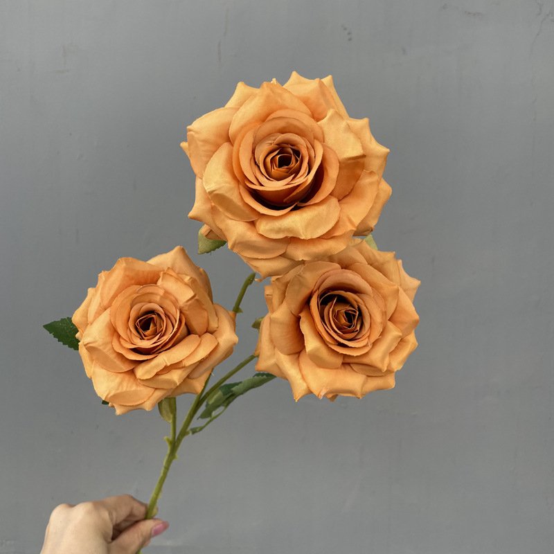 M831 Artificial Wedding Decoration 3 Heads Single Silk Rose Flowers centerpiece flower decor