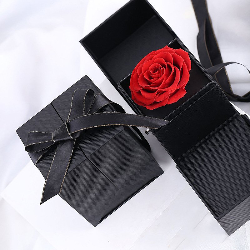 Hipie Luxury Valentine's Day Gift Set Red Rose Immortal Flower Jewelry Box With Necklace Holder Preserved Flower