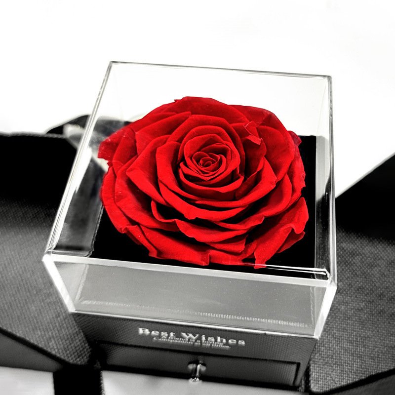 Hipie Luxury Valentine's Day Gift Set Red Rose Immortal Flower Jewelry Box With Necklace Holder Preserved Flower
