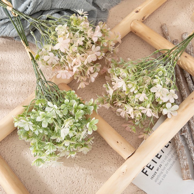 YC1068 Wholesale Cheap in Bulk Artificial Plastic Plum Grass Green Plant Bunch for Home Party Garden Wedding Decoration