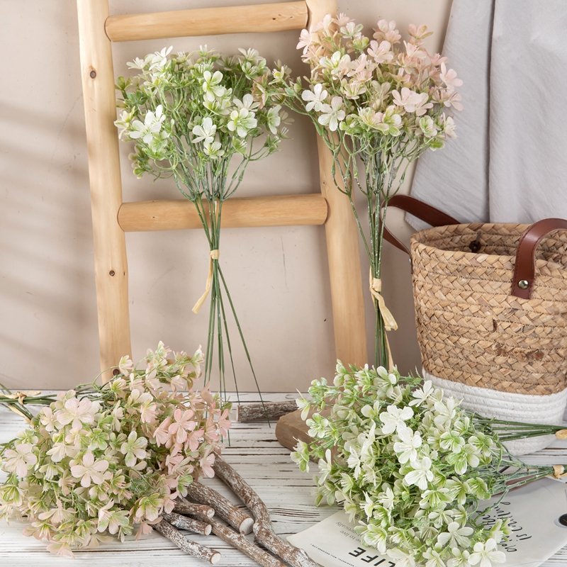 YC1068 Wholesale Cheap in Bulk Artificial Plastic Plum Grass Green Plant Bunch for Home Party Garden Wedding Decoration