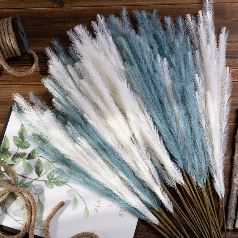 MW09914 New Design Artificial Feathered Grass Plant White Flower Hairy Straw For Christmas Picks