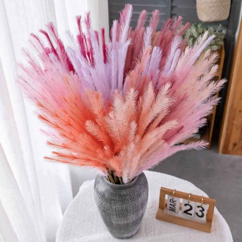 MW09914 New Design Artificial Feathered Grass Plant White Flower Hairy Straw For Christmas Picks