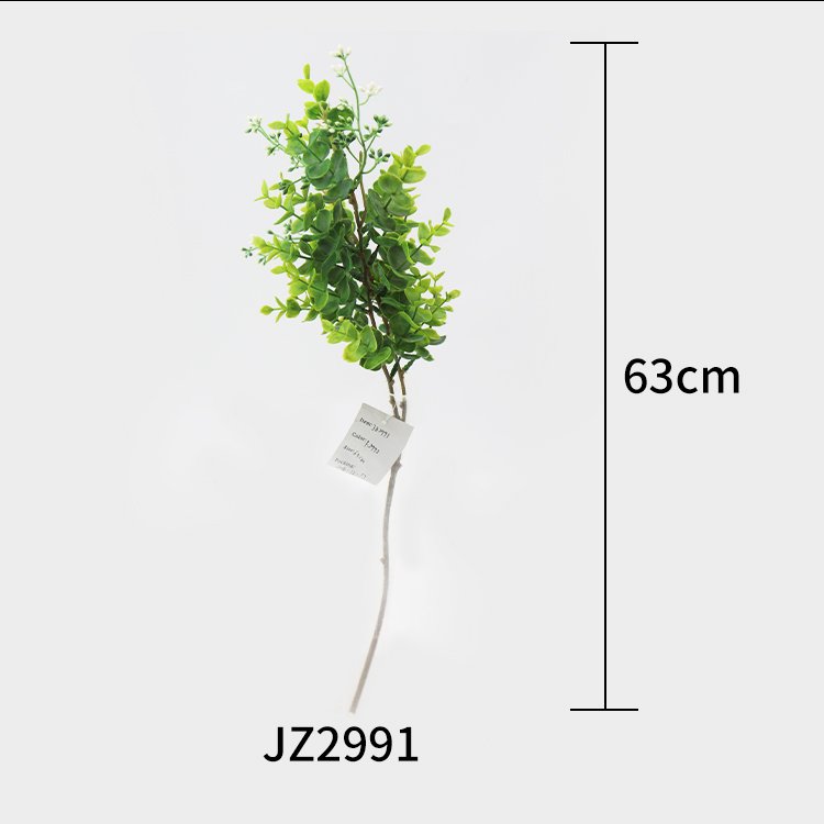 Newly Designed 63cm Artificial Two-Headed Eucalyptus Preserved Decorative Flowers & Plants for Hotel & Shopping Mall Decoration