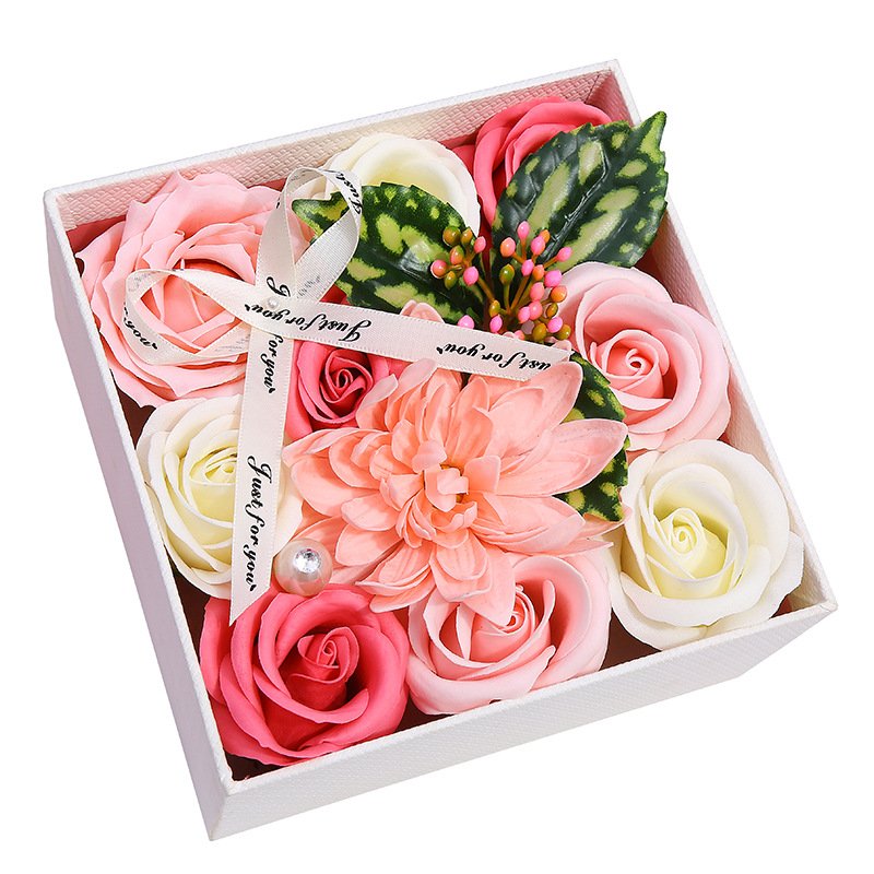 2022 artificial Rose Square Box Soap Flower Bouquet Preserved flowers Valentine gift boxes