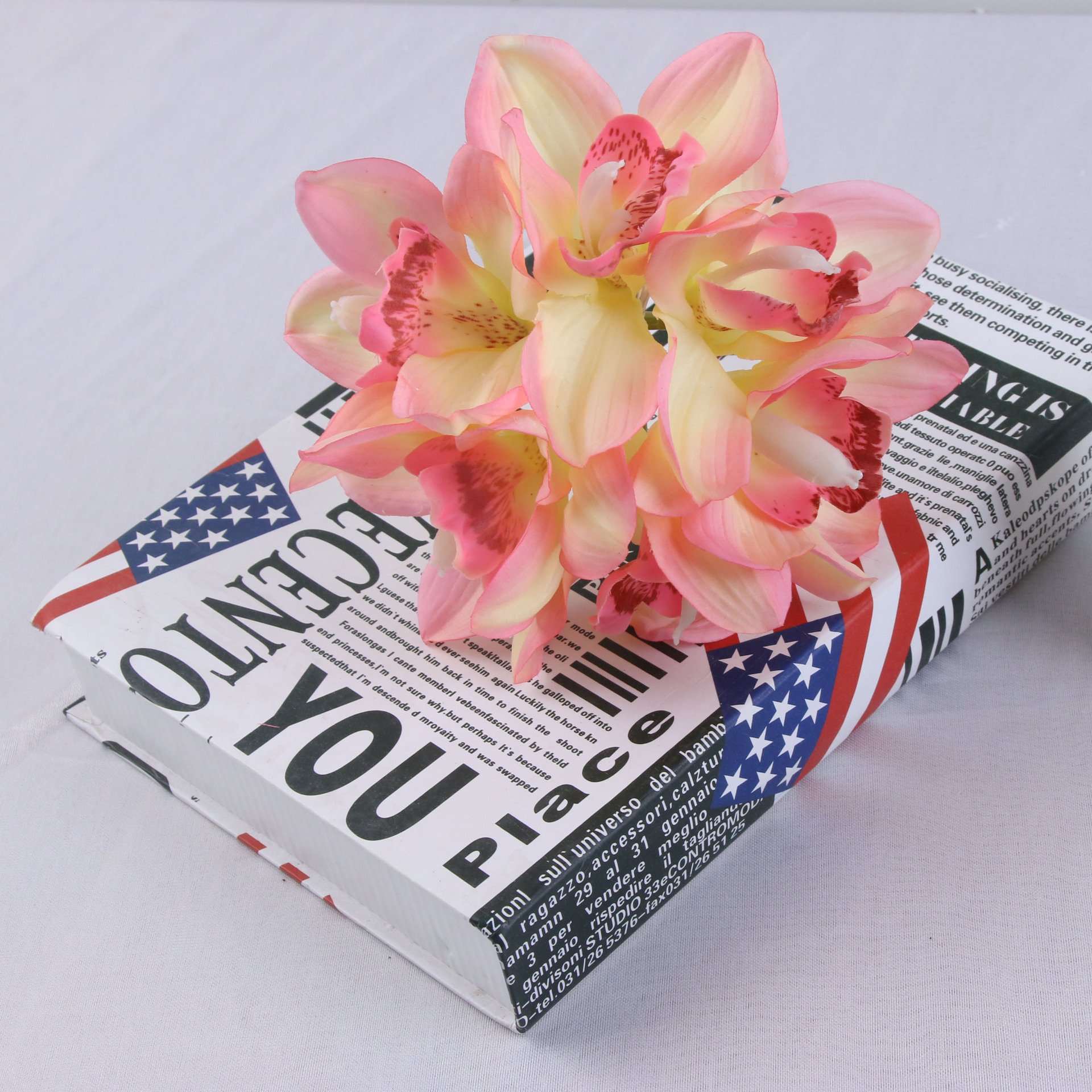 QSLHC272 6 Heads Preserved Flower Bouquet Orchid for Home Decoration
