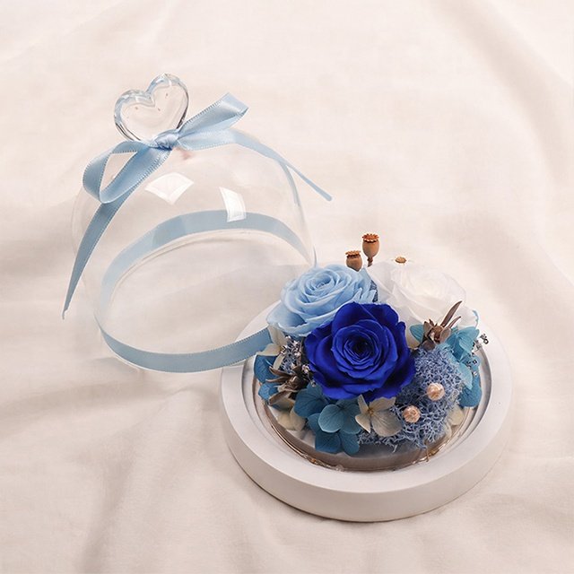 Preserved Flowers Plants Heart Design Heart Shape Immortal Flower Valentine's Day Eternal Rose Preserved Flower In Glass Dome