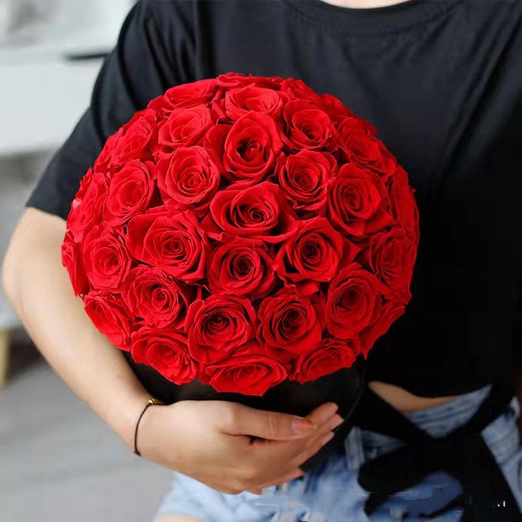 Wholesale Eternal Preserved Rose Mushroom Head Bouquet Roses In Box Flowers Preserved Rose