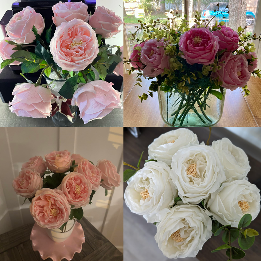 Faux Flower Arrangements 17.7 Inch Long Stem Artificial Single Stem Real Touch Austin Rose for for Wedding Home Decoration