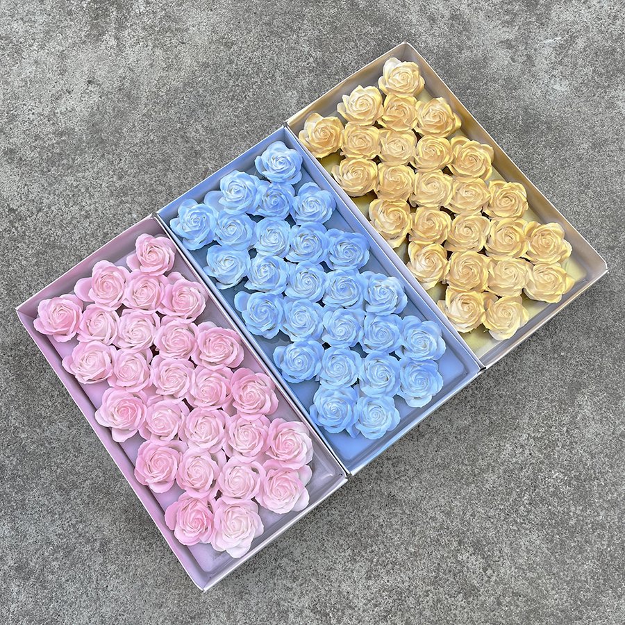 SUREMAY Factory Artificial Wedding Christmas Decoration Flowers Bouquet 5 Layer Rose Soap Flower Head