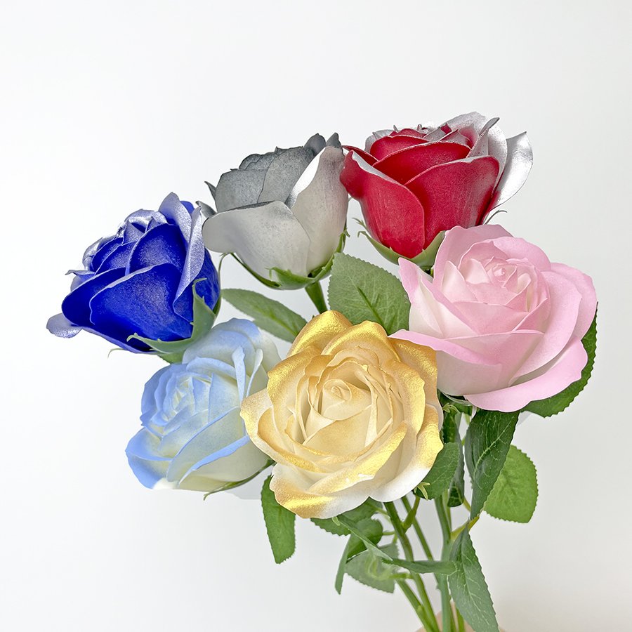 SUREMAY Factory Artificial Wedding Christmas Decoration Flowers Bouquet 5 Layer Rose Soap Flower Head