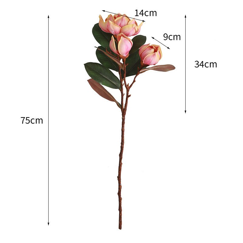 Hot selling artificial 3 heads with colorful magnolia flowers for Wedding & Home Decoration