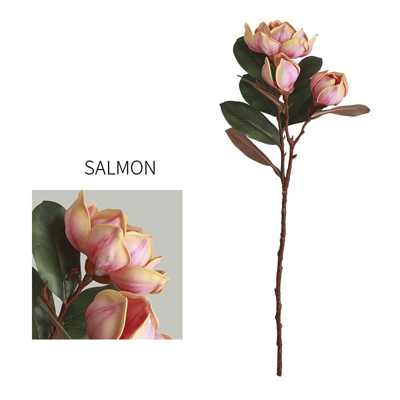 Hot selling artificial 3 heads with colorful magnolia flowers for Wedding & Home Decoration