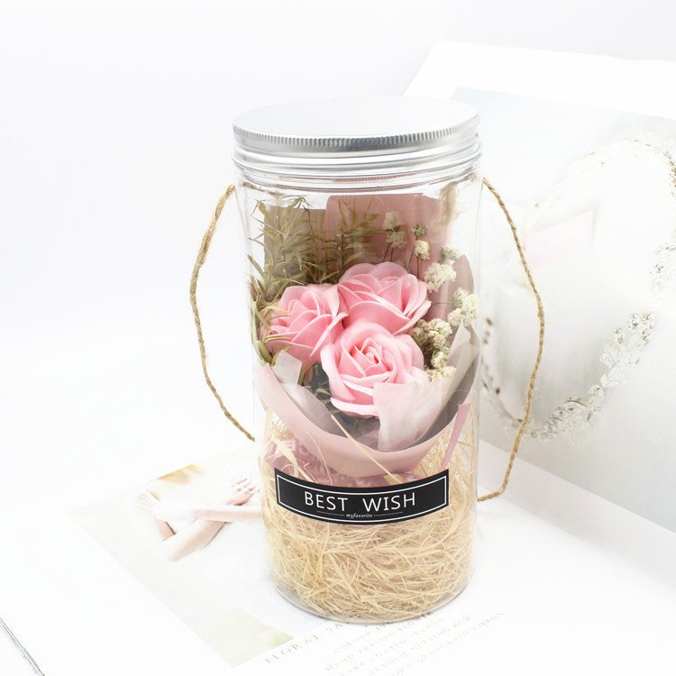 Mother's Day Gift soap Rose Led Lamp preserved flowers in PVC Dome Decorative Flowers With lights