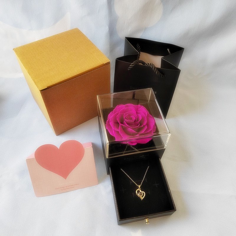 Wholesale Valentine's Day gifts natural preserved flower jewelry rose in glass/box for necklace Festival gifts &hand gifts