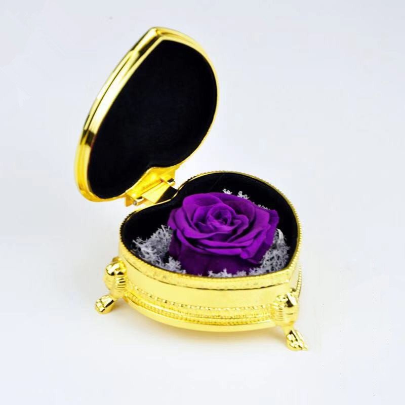 TC Unique Handmade Preserved Flower In Metal Heart-Shaped Box Real Rose Flower For Mom Wife Girlfriend Wedding Eternal Flowers