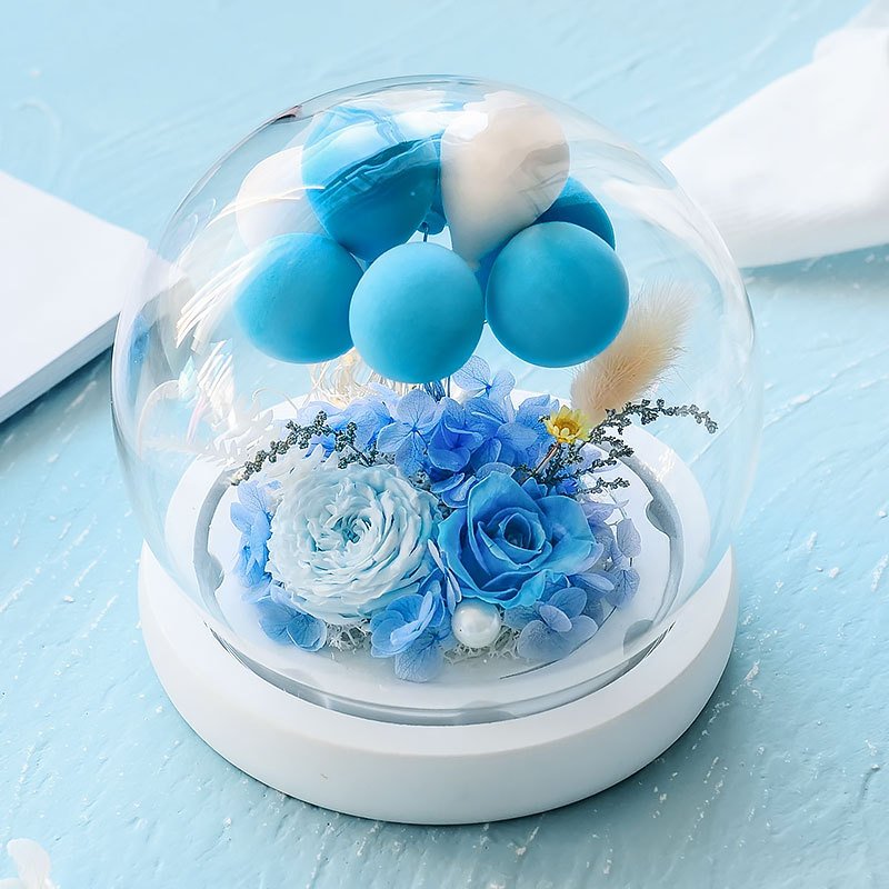 Christmas Valentines Day Gift Custom Confession Balloon Ornaments Eternal Glass Dome Preserved Flower Rose with Led Light