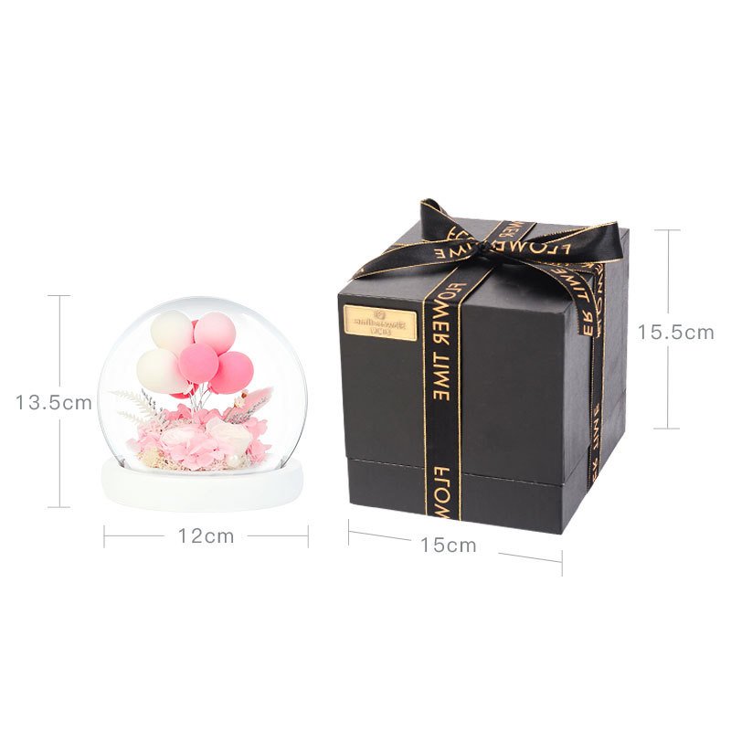 Christmas Valentines Day Gift Custom Confession Balloon Ornaments Eternal Glass Dome Preserved Flower Rose with Led Light