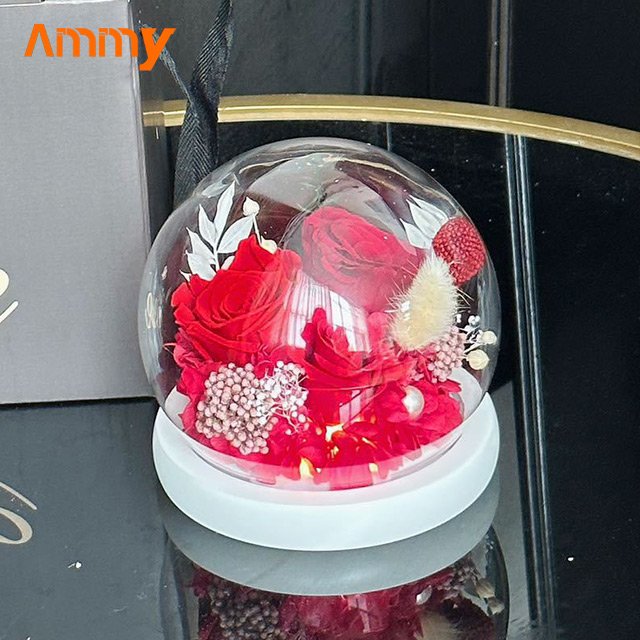 AM-PFA28A Ammy Valentine's Day gifts 3 preserved rosess in glass ball eternal flower preserved roses gift boxes for present