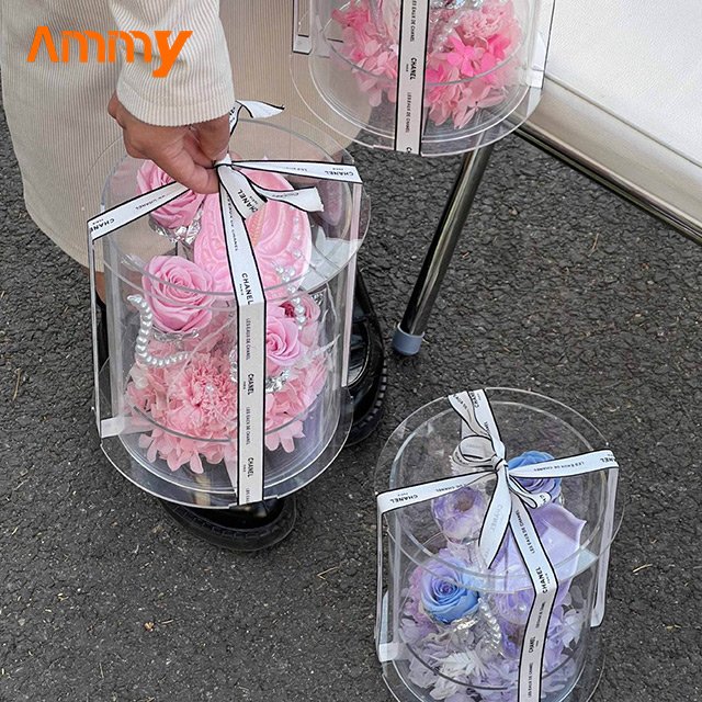 Ammy Preserved Flower luxury gift box portable Round box Eternal flower gift boxes for present birthday decoration