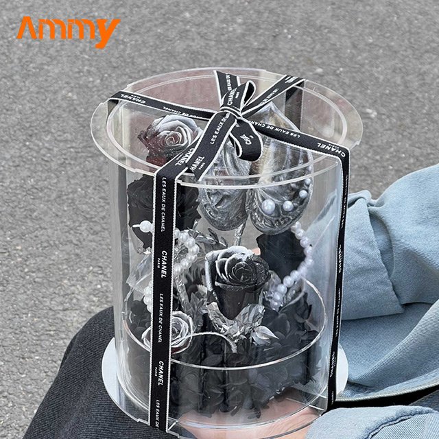 Ammy Preserved Flower luxury gift box portable Round box Eternal flower gift boxes for present birthday decoration