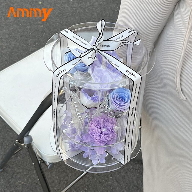 Ammy Preserved Flower luxury gift box portable Round box Eternal flower gift boxes for present birthday decoration