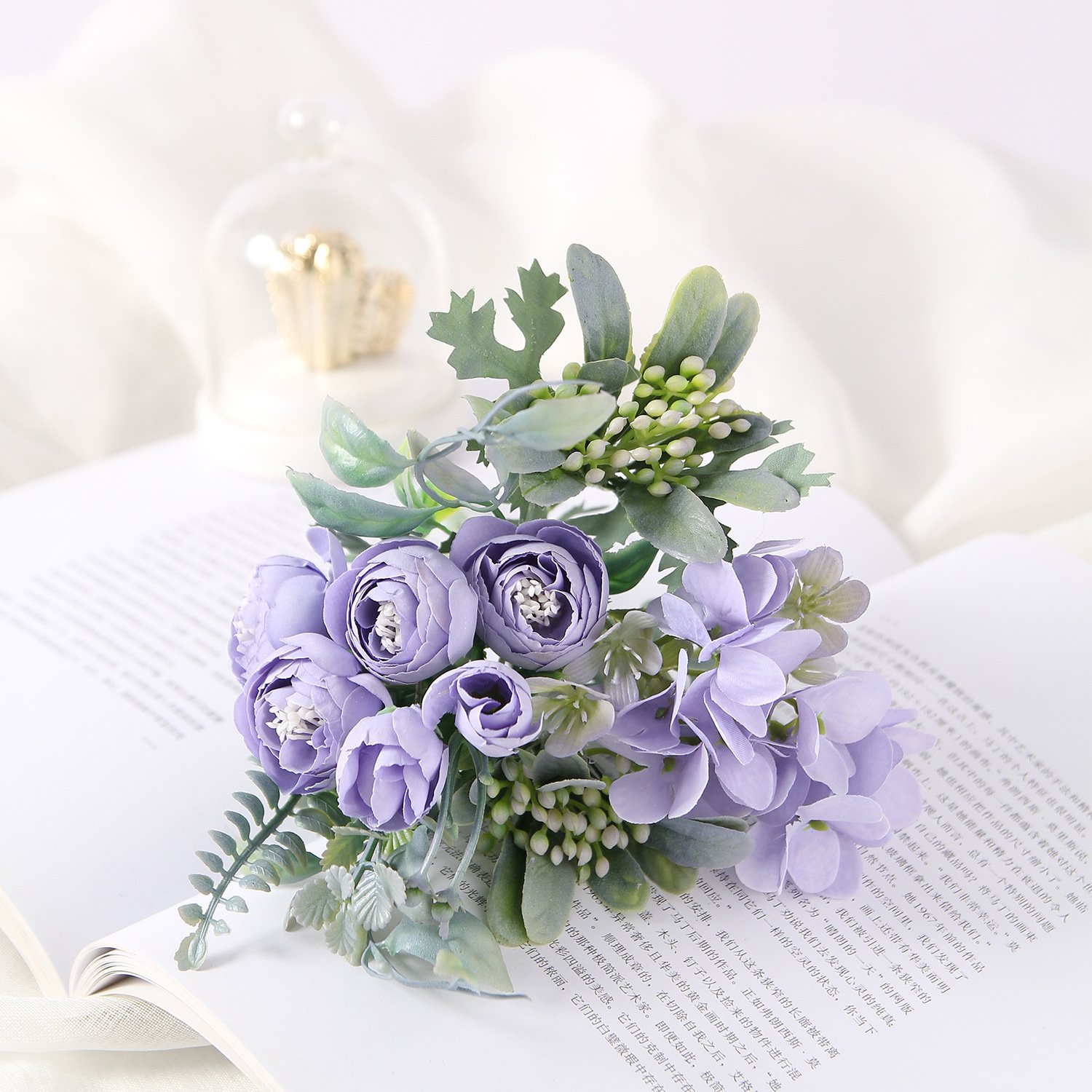 High end quality home garden party fabric white single stem silk hydrangea artificial flower silk artificial flowers for wedding