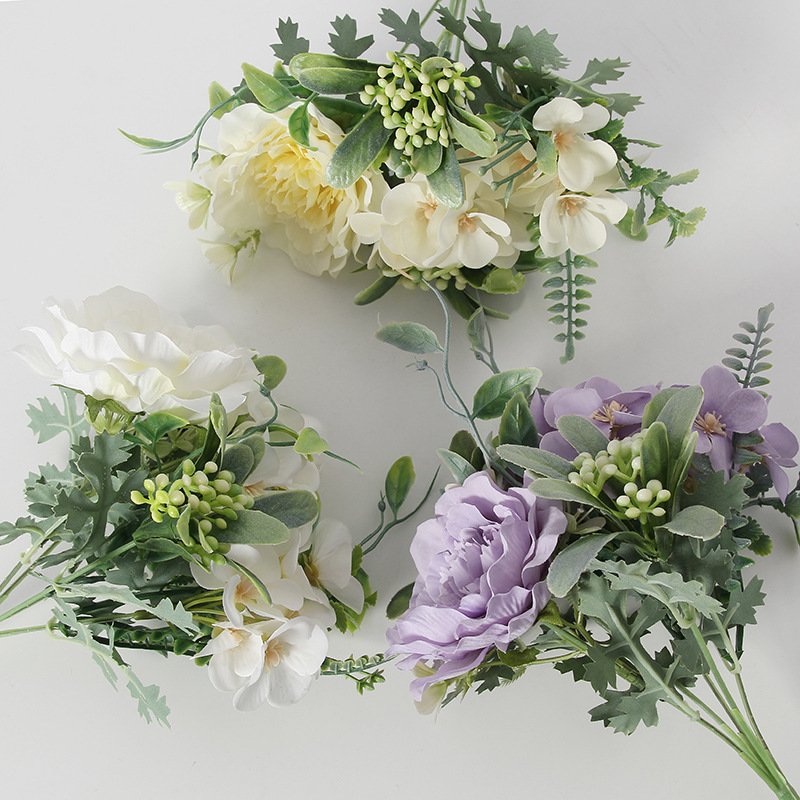 High end quality home garden party fabric white single stem silk hydrangea artificial flower silk artificial flowers for wedding