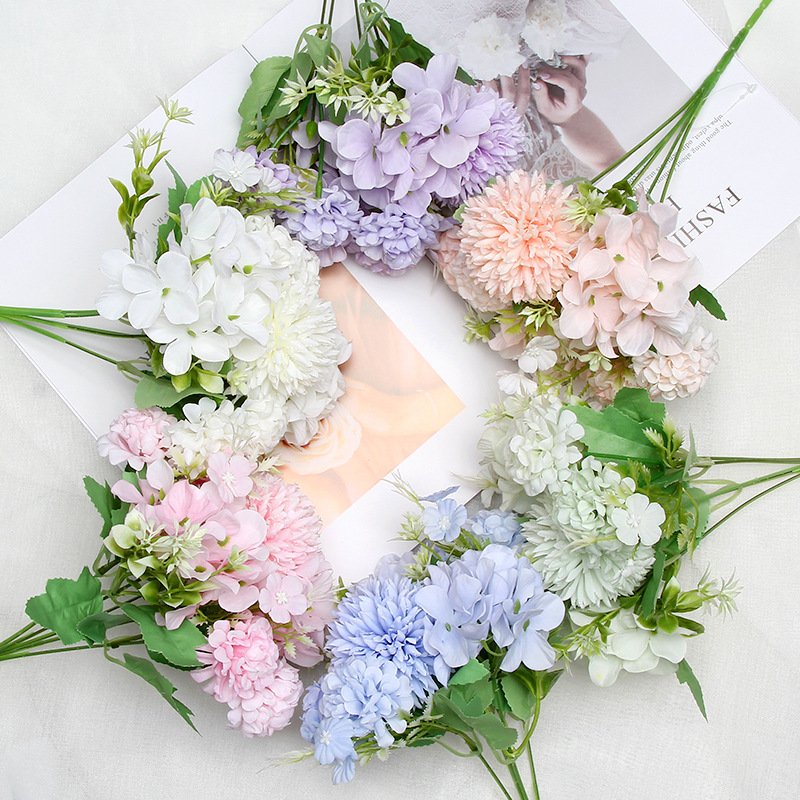 High end quality home garden party fabric white single stem silk hydrangea artificial flower silk artificial flowers for wedding
