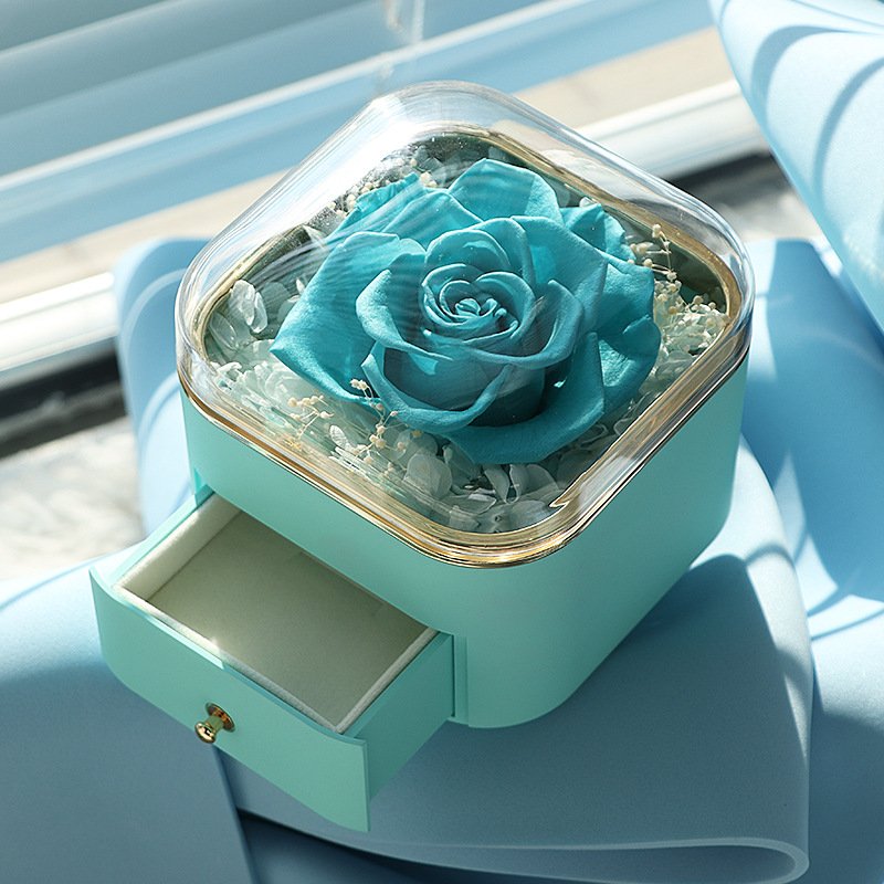 Valentine'S Day Custom Logo Eternal Flower Forever Rose Drawer Necklace Jewelry Gift Box Transparent Acrylic Packaging Boxes