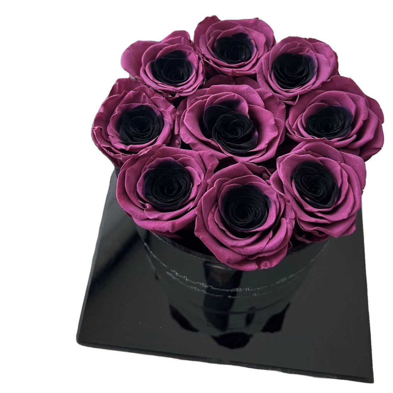 Customized Logo Immortal Infinity Eternal Forever Stabilized Preserved Roses In Round Square Heart Box