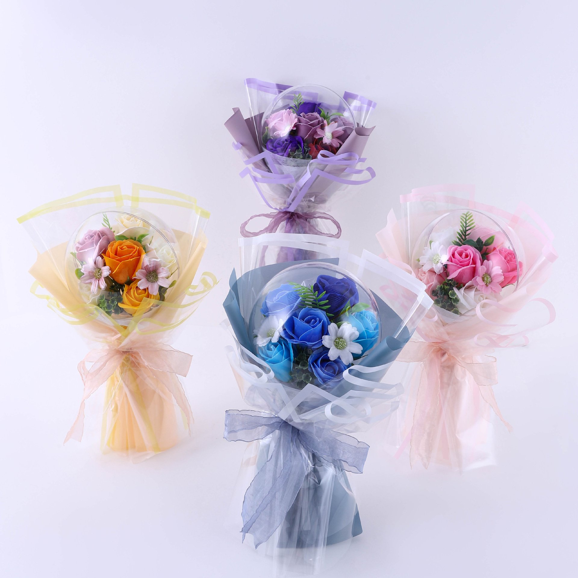 Transparent Acrylic Ball Plant Bouquet Valentines Day Soap Flower Decorative Flowers Wreaths And Plants