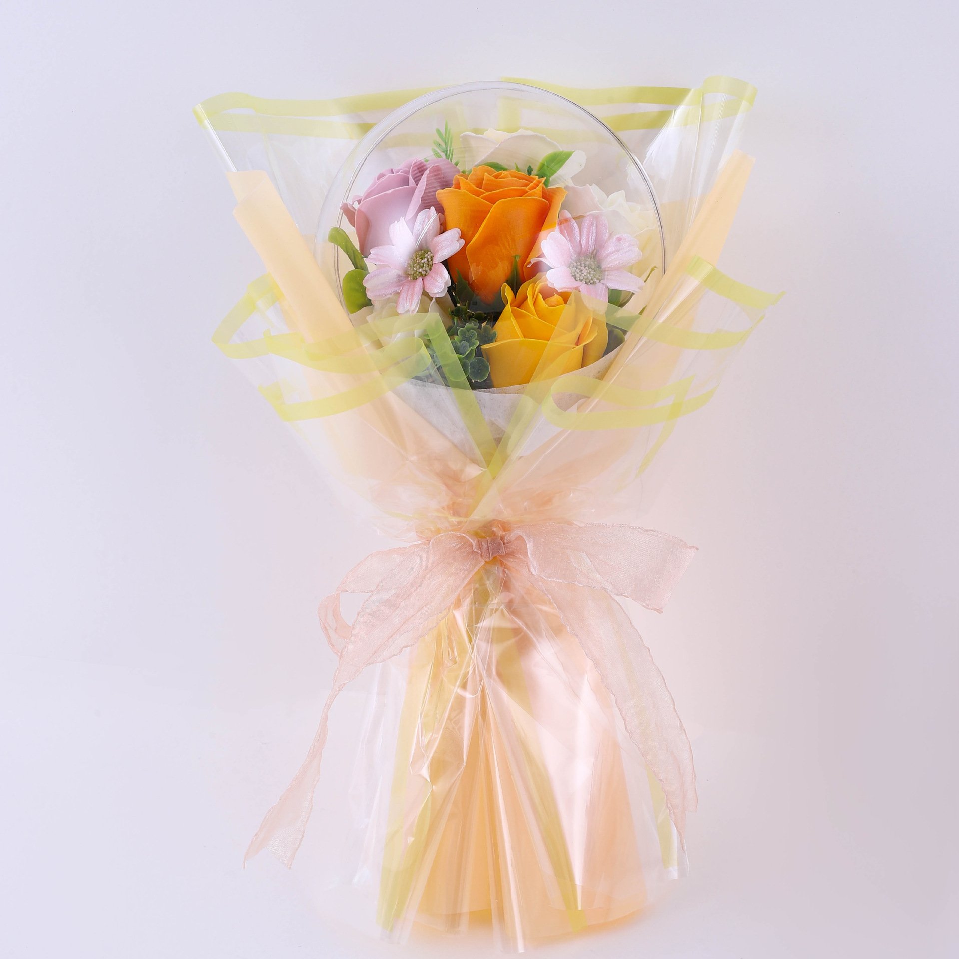 Transparent Acrylic Ball Plant Bouquet Valentines Day Soap Flower Decorative Flowers Wreaths And Plants
