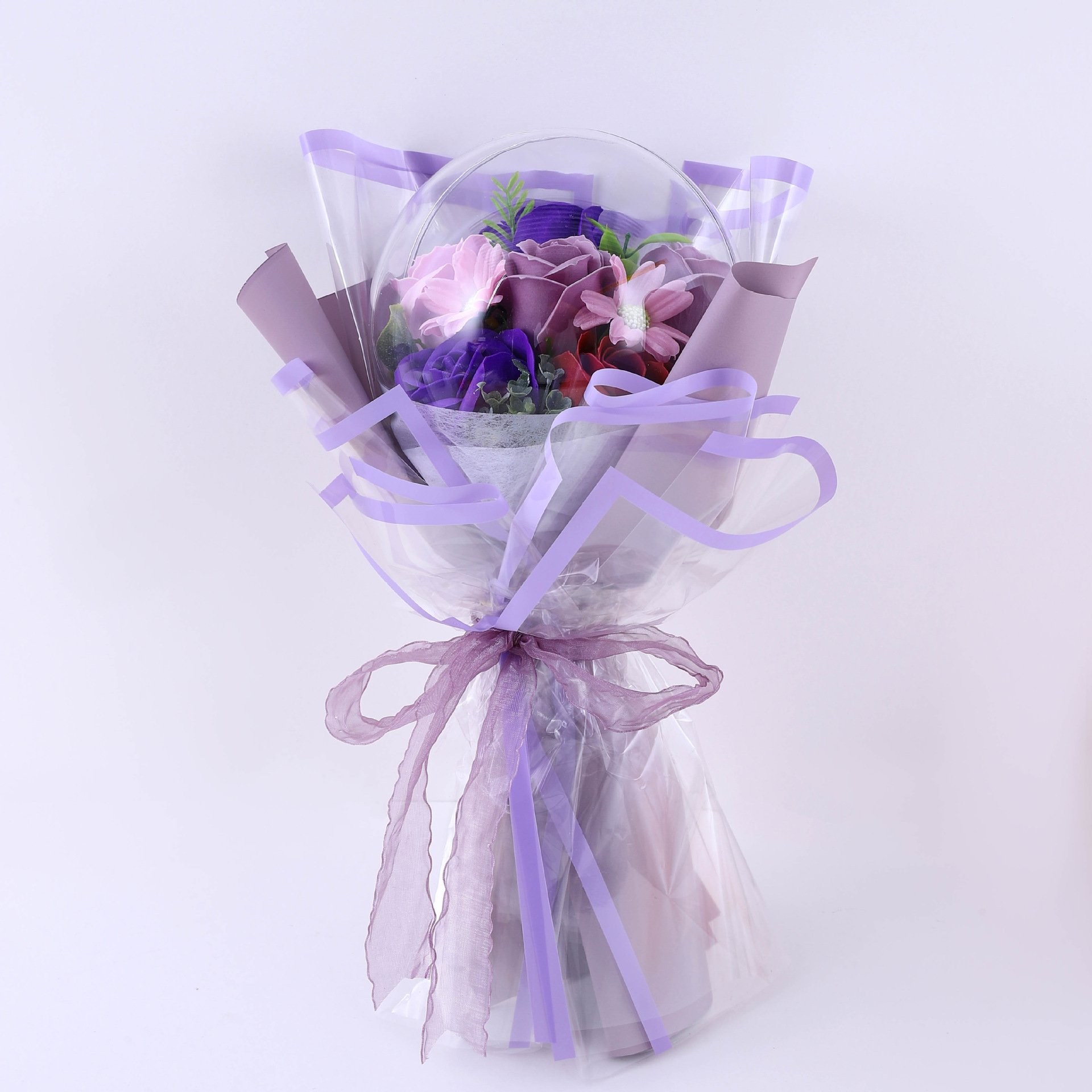 Transparent Acrylic Ball Plant Bouquet Valentines Day Soap Flower Decorative Flowers Wreaths And Plants