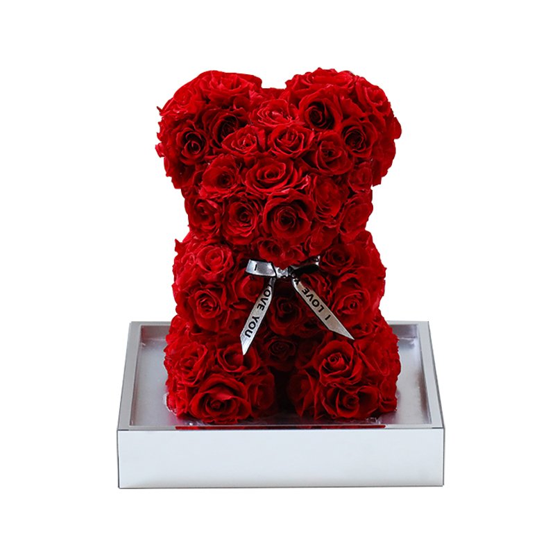 Red Preserved Flower Rose Bear Valentine's Day Gift Teddy Roses Bear Flower Rose Teddy Bear with Gift Box