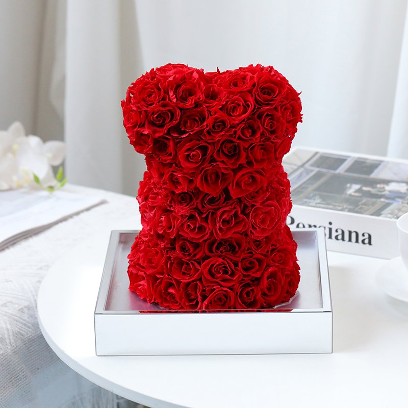 Red Preserved Flower Rose Bear Valentine's Day Gift Teddy Roses Bear Flower Rose Teddy Bear with Gift Box