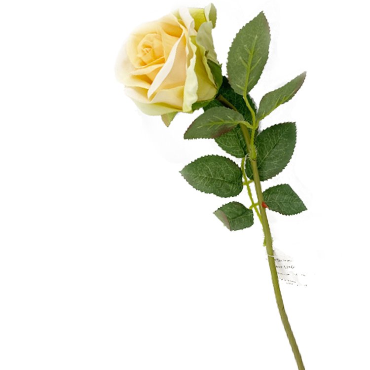 High Quality 50cm Yellow Artificial Rose Flowers for Wedding Dress Decoration Small Single Touch Preserved Plants