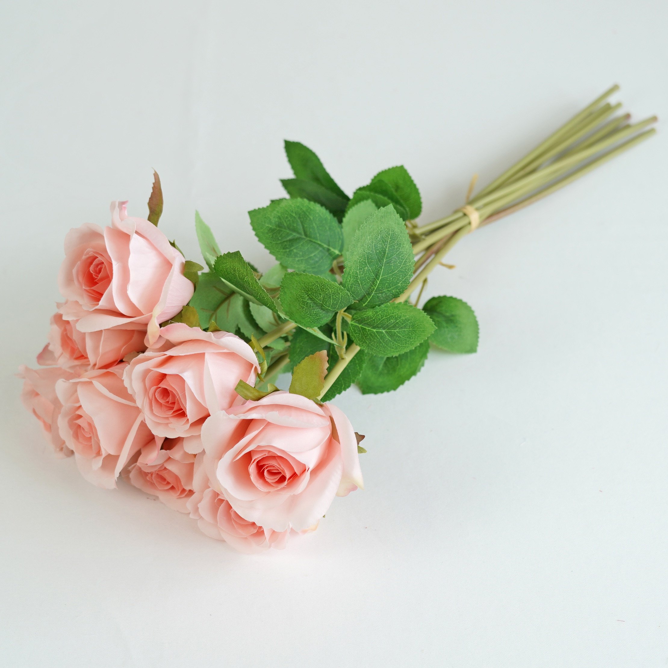 O-X834 Wholesale Price 8 heads 9 heads Artificial Silk Rose Bundle Hot Pink Artificial Rose Flowers Bouquet Wedding Decoration