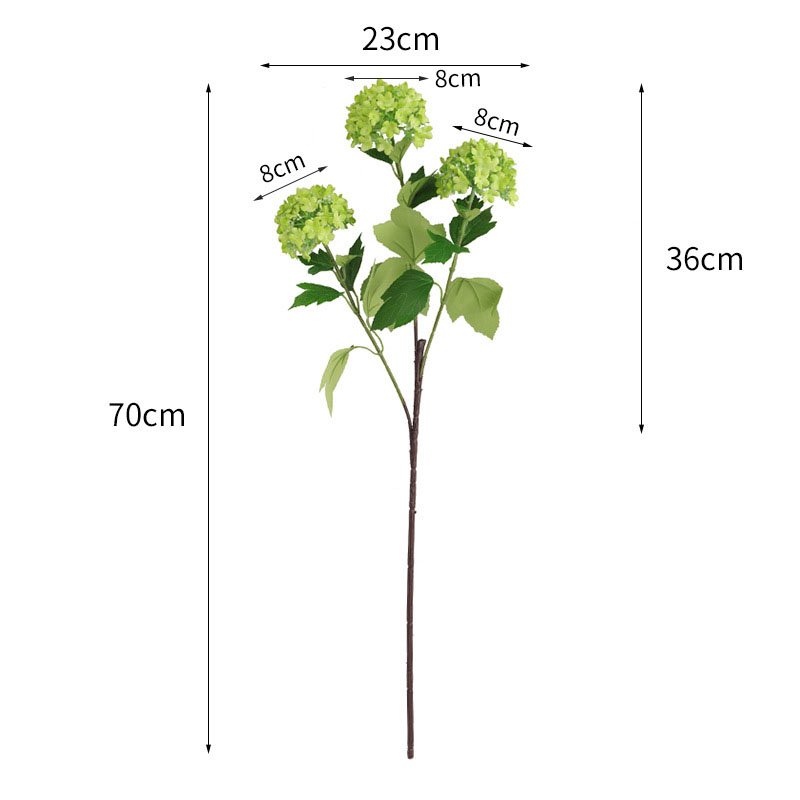 Fashion White 3 Heads Wooden Hydrangea Artificial Flowers Bouquet For Home Decoration