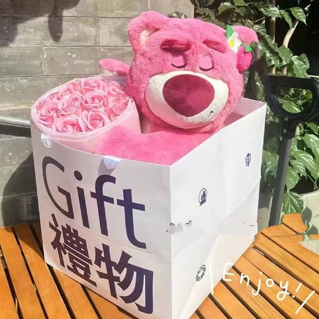 New Arrivals Preserved Flowers Bouquets Teddy Bears In Glift Boxes For Valentine's Day