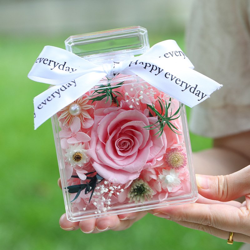 Wholesale Women Her Girl Friend Christmas gifts eternal forever rose preserved flowers in acrylic perfume bottle