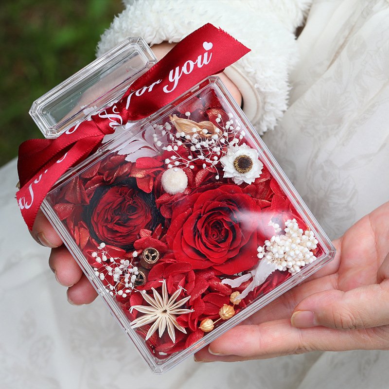 Wholesale Women Her Girl Friend Christmas gifts eternal forever rose preserved flowers in acrylic perfume bottle